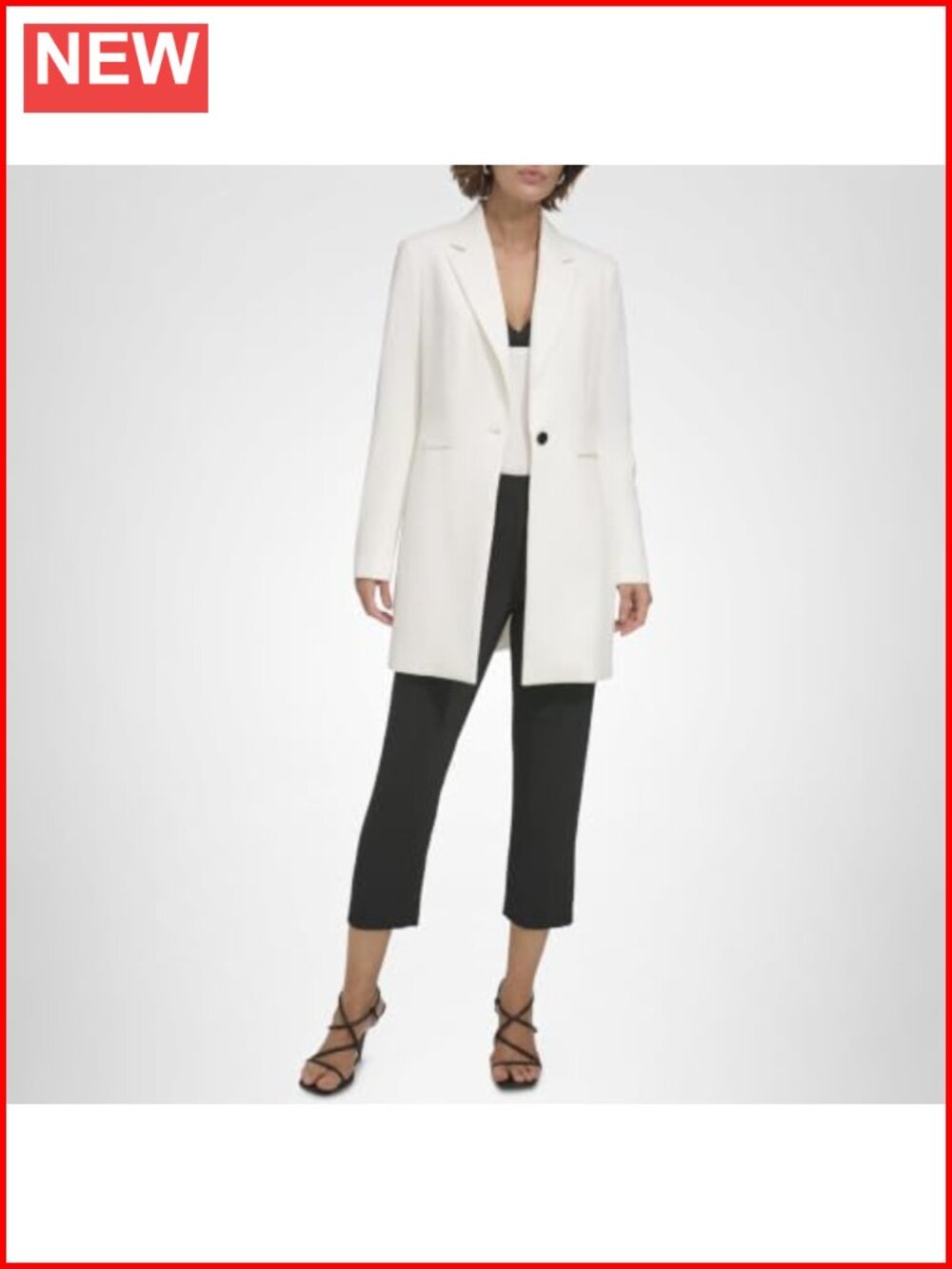 Women's Wool Blend Longline Notch Collar Blazer